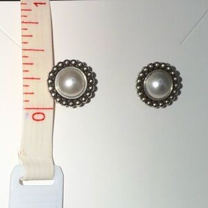 Sterling Silver, Pearl Stud Earrings Beautiful